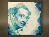 Pop art obraz na plátne s motívom Salvador Dalí - AQUArt, mapa v béžovo-modrých odtieňoch, kreativita, vhodný do obývačky | Obraz na stenu Salvador Dalí - AQUArt – hlavný