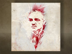 Moderný obraz na plátne s motívom Godfather Marlon Brando - AQUArt v bielo-béžových odtieňoch, intenzívna atmosféra, filmový svet a sila a moc – hlavný