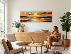 Maľovaný obraz na stenu ZÁPAD SLNKA 150x50 cm