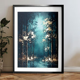 Moderný obraz na plátne s motívom stromy, les, príroda a tajomstvo | Plagát na stenu s EXTRA efektom - Mystic Trees – produkt