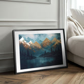 Moderný obraz na plátne s motívom hory, sneh, stromy, obloha, pokojná atmosféra, príroda a samota | Plagát na stenu s EXTRA efektom - Mountain Majesty – produkt