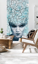 V boho štýle obraz na plátne s motívom Zoya VERDI + lepidlo Zadarmo v bielo-modrých odtieňoch, éterická atmosféra, vhodný do kancelárie | Fototapeta na stenu Zoya VERDI + lepidlo Zadarmo – hlavný