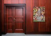 Geometrický obraz na plátne s motívom PORTRÉT FRIEDERIKE MARIA BEER – Gustav Klimt, náboženský motív zavesený v interiéri chodby, elegantná atmosféra – interiér