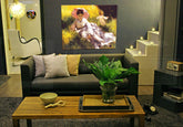 Vintage obraz na plátne s motívom WOMAN WITH A PARASOL – Pierre Auguste Renoir, dieťa, pole, príroda zavesený v interiéri obývačky, príroda | Obraz na plátne WOMAN WITH A PARASOL – Pierre Auguste R...
