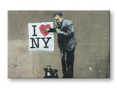 Moderný obraz na plátne s motívom Street ART – Banksy, muž v obleku v sivo-červených odtieňoch | Obraz na plátne Street ART – Banksy – hlavný