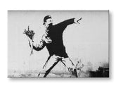 Moderný obraz na plátne s motívom Street ART – Banksy, kvety v bielo-čiernych odtieňoch | Obraz na plátne Street ART – Banksy – hlavný