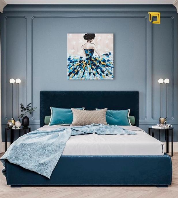Moderný obraz na plátne s motívom ŽENA v modro-tyrkysových odtieňoch, elegantná atmosféra, luxusný dojem | Obraz na plátne ŽENA – hlavný