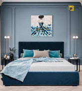 Moderný obraz na plátne s motívom ŽENA v modro-tyrkysových odtieňoch, elegantná atmosféra, luxusný dojem | Obraz na plátne ŽENA – hlavný