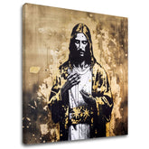So zlatou tlačou obraz na plátne s motívom Strength of Christ, krajina, náboženský motív v bielo-zlatých odtieňoch, slávnostná atmosféra, vhodný do obývačky – hlavný