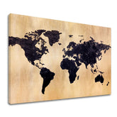 So zlatou tlačou obraz na plátne s motívom World in Gold, mapa sveta, cestovateľský motív, mapa, príroda v zlato-čiernych odtieňoch, vhodný do kancelárie – hlavný