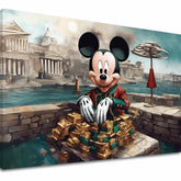 Klasický obraz na plátne s motívom Bohatý Mickey Mouse, detský motív, príroda v modro-zelených odtieňoch, vhodný do obývačky | Obraz na plátne - Bohatý Mickey Mouse – hlavný