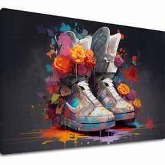 Moderný obraz na plátne s motívom Back To The Future, ruže, kvety, príroda, športový motív vo viacfarebných odtieňoch, energická atmosféra, vhodný do obývačky – hlavný
