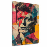 Moderný obraz na plátne s motívom tvár v červeno-tyrkysových odtieňoch, energická atmosféra, rock and roll a sláva | David Bowie obraz na plátne - Rebel s dušou umelca – hlavný