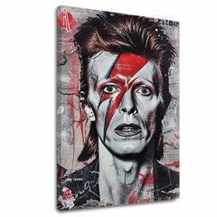 Moderný obraz na plátne s motívom Davida Bowieho - Ikona hudby a štýlu v bielo-čiernych odtieňoch, intenzívna atmosféra, hudobná história a ikonografia – hlavný