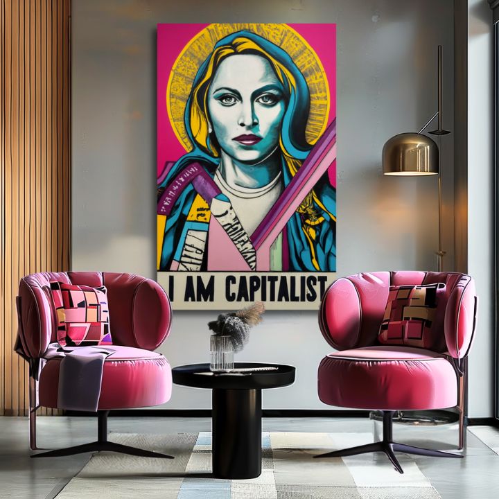Obraz na plátne s motívom žena v zlato-čiernych odtieňoch, popkultúra | Madonna obraz na plátne - Popová revolúcia – produkt, pohľad 2