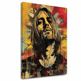 Moderný obraz na plátne v žlto-čiernych odtieňoch, rock and roll a hudobná história | Kurt Cobain na plátne - Hudobná revolúcia – hlavný
