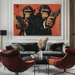 Moderný obraz na plátne v čierno-bielych odtieňoch, sila a moc | Monkey Gang - Obraz pre odvážny interiér, nástenná dekorácia – produkt