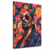 Moderný obraz na plátne s motívom Snoop Dogg - Ikona rapovej scény, kvety v oranžových odtieňoch | Obraz Snoop Dogg - Ikona rapovej scény – hlavný