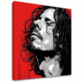 Moderný obraz na plátne s motívom muž, tvár v červeno-čiernych odtieňoch, dramatická atmosféra | Chris Cornell obraz na plátne - Rocková vášeň – hlavný