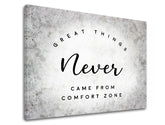 Moderný obraz na plátne s motívom Great things v bielo-čiernych odtieňoch, rast a rozvoj | Motivačný obraz na stenu Great things – hlavný