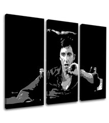 Pop art obraz na plátne s motívom Tony Montana premýšľa nad svojim plánom, cigara v bielo-čiernych odtieňoch, drzá atmosféra, filmový svet a nostalgia – produkt
