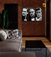 Moderný obraz na plátne s motívom The Godfather v čierno-bielych odtieňoch, intenzívna atmosféra, rodina a sila a moc | Najväčší MAFIÁNI na plátne - The Godfather – hlavný