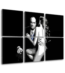 Pop art obraz na plátne s motívom Sopranos - Tony Soprano s nahou ženou v bielo-čiernych odtieňoch, dramatická atmosféra, kriminálna dráma a láska – produkt, pohľad 2