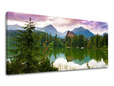 Moderný obraz na plátne s motívom PANORÁMA SLOVENSKO, hory, jazero, obloha v zelených odtieňoch, pokojná atmosféra, príroda | Obraz na stenu PANORÁMA SLOVENSKO – hlavný