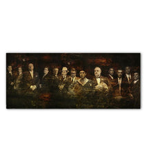 Moderný obraz na plátne s motívom The Godfather, The Sopranos, Scarface, Goodfellas v hnedo-čiernych odtieňoch, sila a moc | Najväčší MAFIÁNI na plátne - The Godfather, The Sopranos, Scarface, Good...
