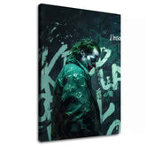 Moderný obraz na plátne s motívom Joker: Vuitton štýl, graffiti v čierno-bielych odtieňoch, temná atmosféra | Obraz Joker: Vuitton štýl – hlavný