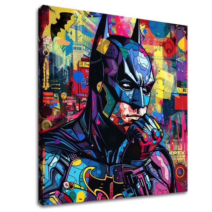 Obraz na plátne s motívom Batman: Grafická ikona, energická atmosféra, popkultúra | Obraz Batman: Grafická ikona – hlavný