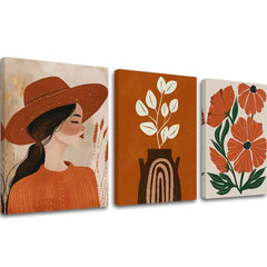 Moderný obraz na plátne s motívom Záhrada ticha, váza, listy, kvety v hnedo-zelených odtieňoch, pokojná atmosféra, príroda | Obraz na plátne – Záhrada ticha – hlavný
