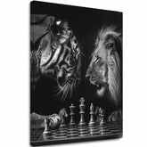 Obraz na plátne Lev a Tiger - Šachová Stratégia