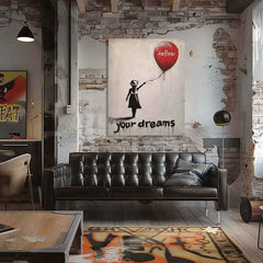 Moderný obraz na plátne s motívom Follow Your Dreams, balón v bielo-čiernych odtieňoch, sny a nádej | Obraz Follow Your Dreams – produkt