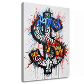 Moderný obraz na plátne s motívom Dollar Graffiti v bielo-čiernych odtieňoch, energická atmosféra | Obraz Dollar Graffiti – hlavný