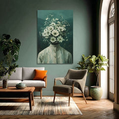 Moderný obraz na plátne s motívom Flower Head, kvety v krémových odtieňoch, éterická atmosféra, rast a rozvoj | Obraz Flower Head – produkt, pohľad 2