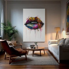 Moderný obraz na plátne s motívom Graffiti Lips, graffiti v bielo-ružových odtieňoch, energická atmosféra | Obraz Graffiti Lips – produkt
