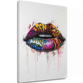 Moderný obraz na plátne s motívom Graffiti Lips, graffiti v bielo-ružových odtieňoch, energická atmosféra | Obraz Graffiti Lips – hlavný