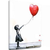 Moderný obraz na plátne s motívom Heart Balloon Girl, balón, srdce v bielo-čiernych odtieňoch, melancholická atmosféra, nádej | Obraz Heart Balloon Girl – hlavný