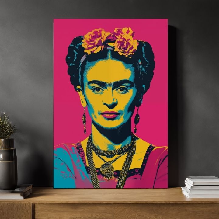 Moderný obraz na plátne s motívom Frida Pop, ruže v žlto-čiernych odtieňoch, odvážna atmosféra, sláva | Obraz Frida Pop – produkt