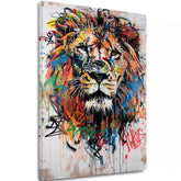 Moderný obraz na plátne s motívom Graffiti Lion, lev v čierno-oranžových odtieňoch, energická atmosféra, sila a sloboda | Obraz Graffiti Lion – hlavný