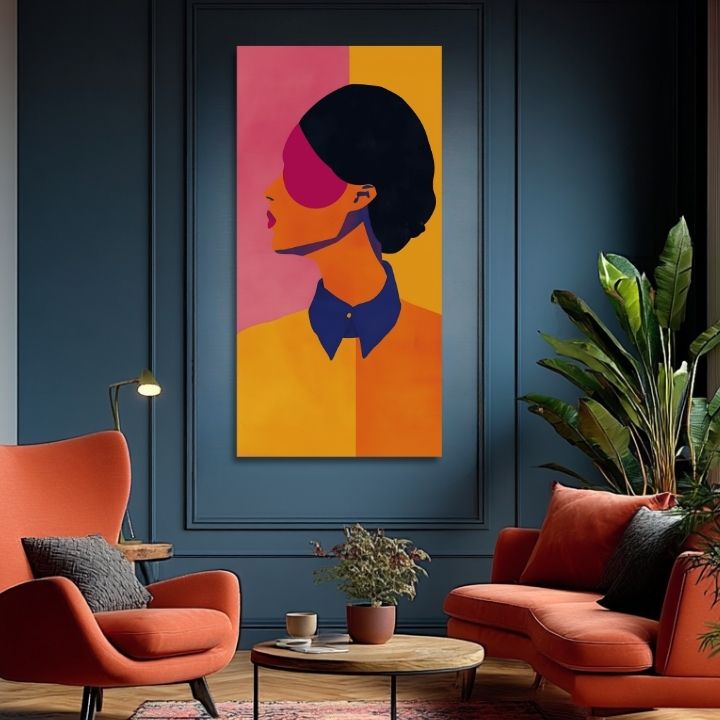 Moderný obraz na plátne s motívom Vibrant Silhouette v žlto-ružových odtieňoch, živá atmosféra | Obraz Vibrant Silhouette – produkt