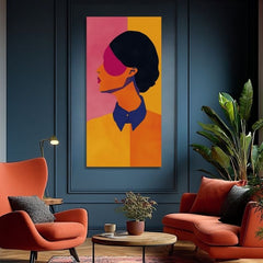 Moderný obraz na plátne s motívom Vibrant Silhouette v žlto-ružových odtieňoch, živá atmosféra | Obraz Vibrant Silhouette – produkt