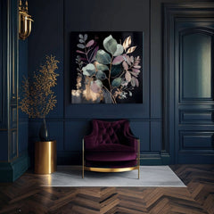 Pop art obraz na plátne s motívom Jungle's Emerald Symphony, príroda v fialovo-ružových odtieňoch, elegantná atmosféra, príroda a rast a rozvoj – produkt, pohľad 2