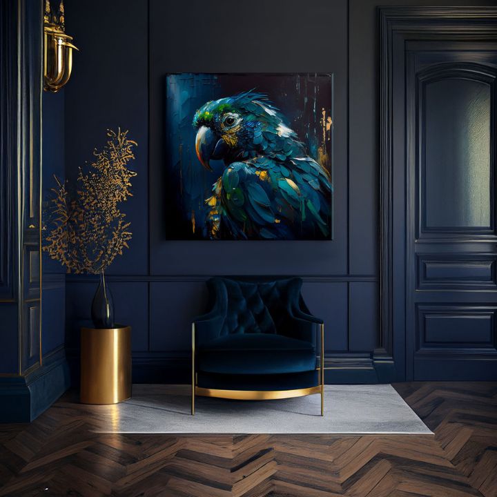Moderný obraz na plátne s motívom PREMIUM ART - Rainbow Feathers in Flight, vták v tyrkysovo-zlatých odtieňoch, majestátna atmosféra | Dekoratívna maľba na plátne - PREMIUM ART - Rainbow ..., pohľad 3