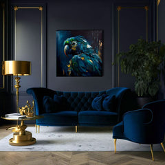 Moderný obraz na plátne s motívom PREMIUM ART - Rainbow Feathers in Flight, vták v tyrkysovo-zlatých odtieňoch, majestátna atmosféra | Dekoratívna maľba na plátne - PREMIUM ART - Rainbow ..., pohľad 4