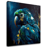 Moderný obraz na plátne s motívom PREMIUM ART - Rainbow Feathers in Flight, vták v tyrkysovo-zlatých odtieňoch, majestátna atmosféra | Dekoratívna maľba na plátne - PREMIUM ART - Rainbow Feathers i...