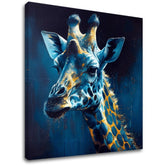 Pop art obraz na plátne s motívom PREMIUM ART - Towering Majesty of Giraffe, krajina, príroda v modro-zlatých odtieňoch, príroda, vhodný do pracovne – hlavný