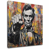 Moderný obraz na plátne s motívom Abraham Lincoln - Sila histórie v čierno-žltých odtieňoch, sila a moc | Obraz Abraham Lincoln - Sila histórie – hlavný