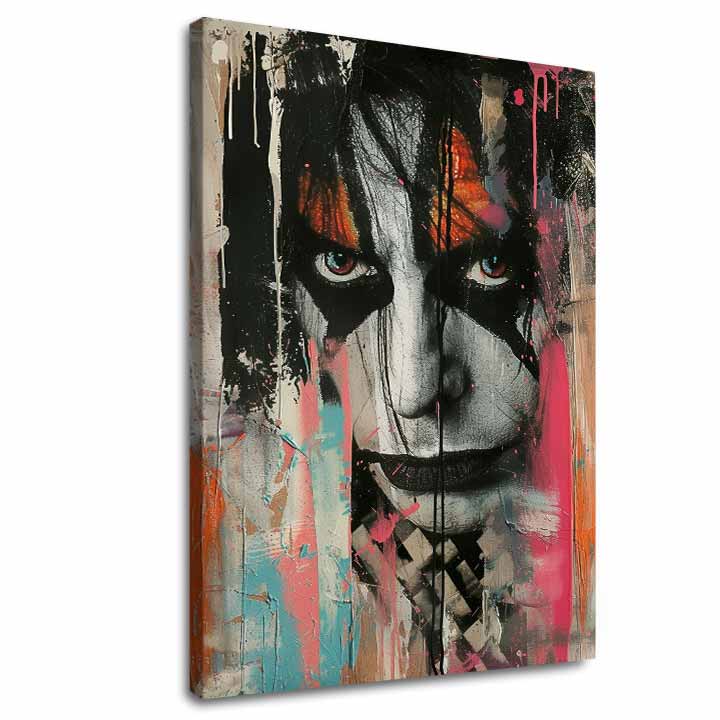 Moderný obraz na plátne s motívom KISS - Chaos na pódiu v čierno-bielych odtieňoch, drzá atmosféra, rock and roll | Obraz KISS - Chaos na pódiu – hlavný